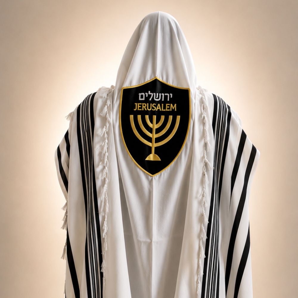 טלית דגם ירושלים – סמל המנורה