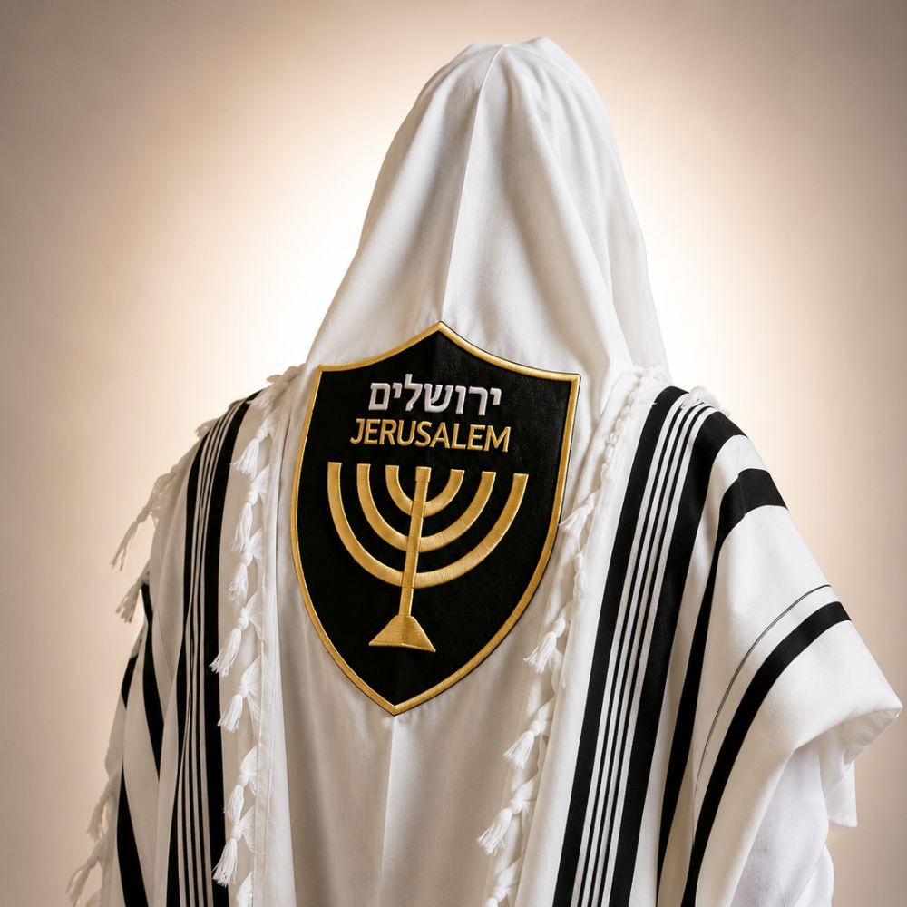 טלית דגם ירושלים – סמל המנורה – תמונה 5