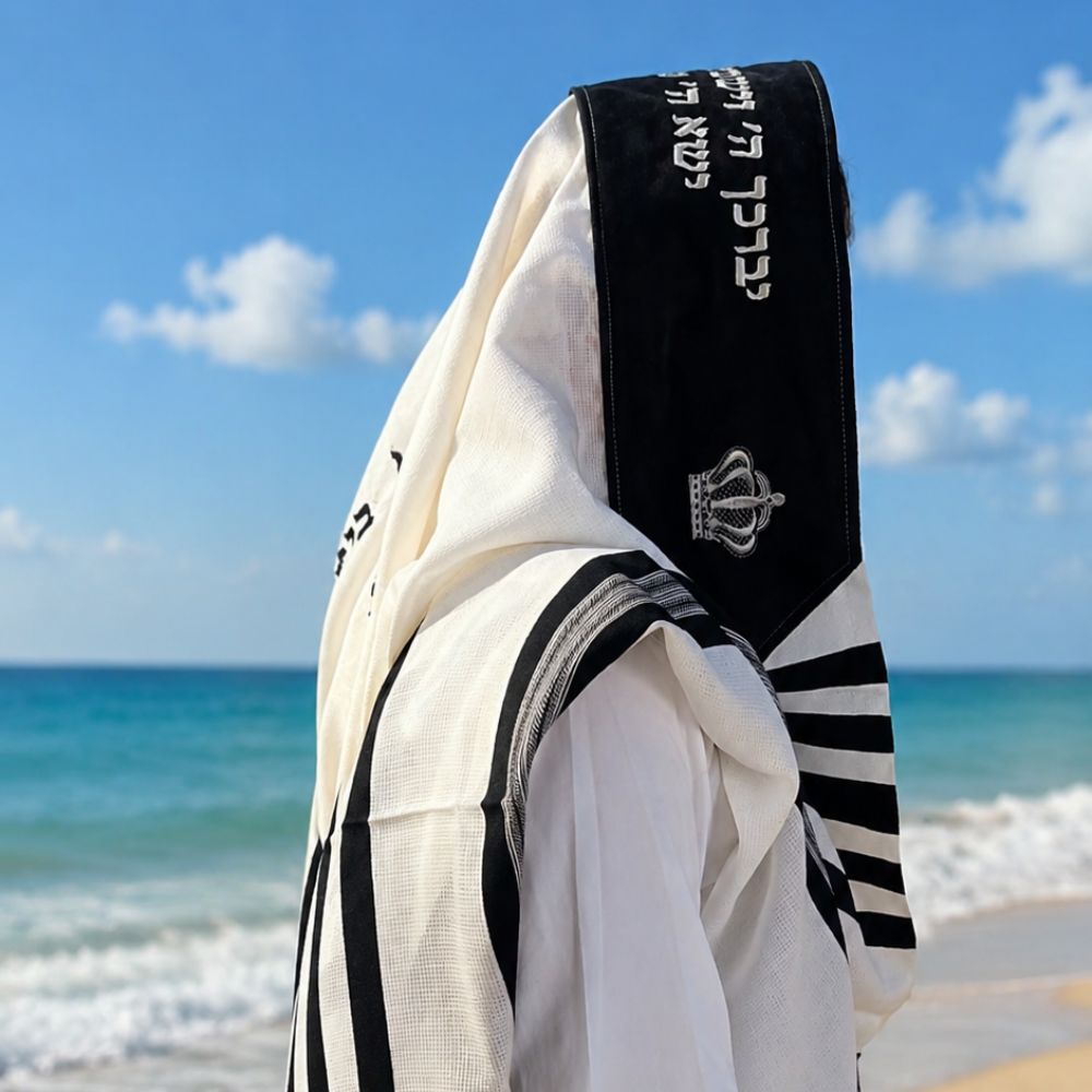 טלית דגם האש שלי – יהלום שחור עם רקמה יוקרתית – תמונה 3