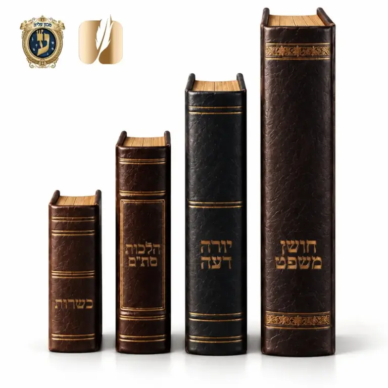 ספרי הלכה המסמלים את מסלולי הלימוד והקורסים התורניים בלומדים